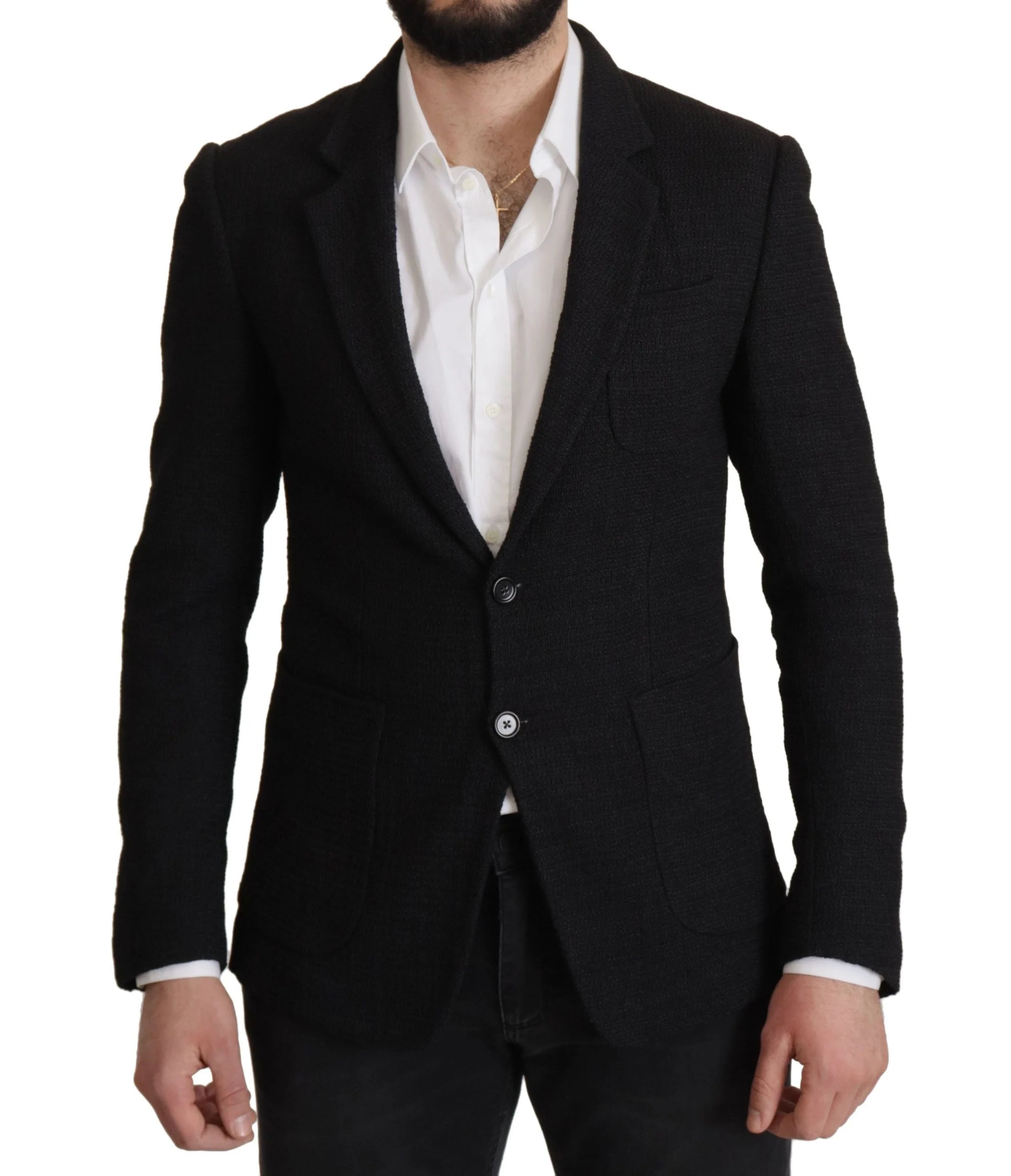 Dolce & Gabbana Black Single Breasted Coat Men Blazer - IT50 | L - Sport Jackets