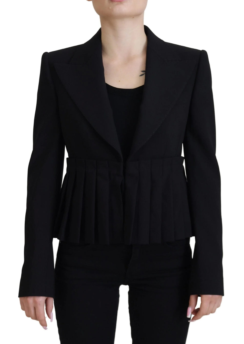 Dolce & Gabbana Black Single Breasted Fit Blazer Wool Jacket - IT38 | XS - Coats & Jackets