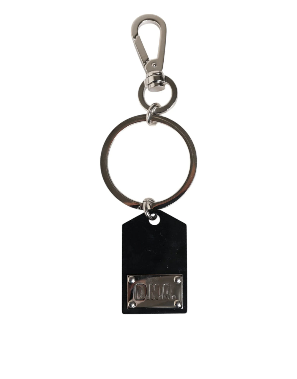 Dolce & Gabbana Black Sint Glass Plaque DG Logo Metal PlateKeychain Keyring - Keychains