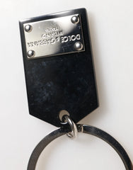 Dolce & Gabbana Black Sint Glass Plaque DG Logo Metal PlateKeychain Keyring - Keychains