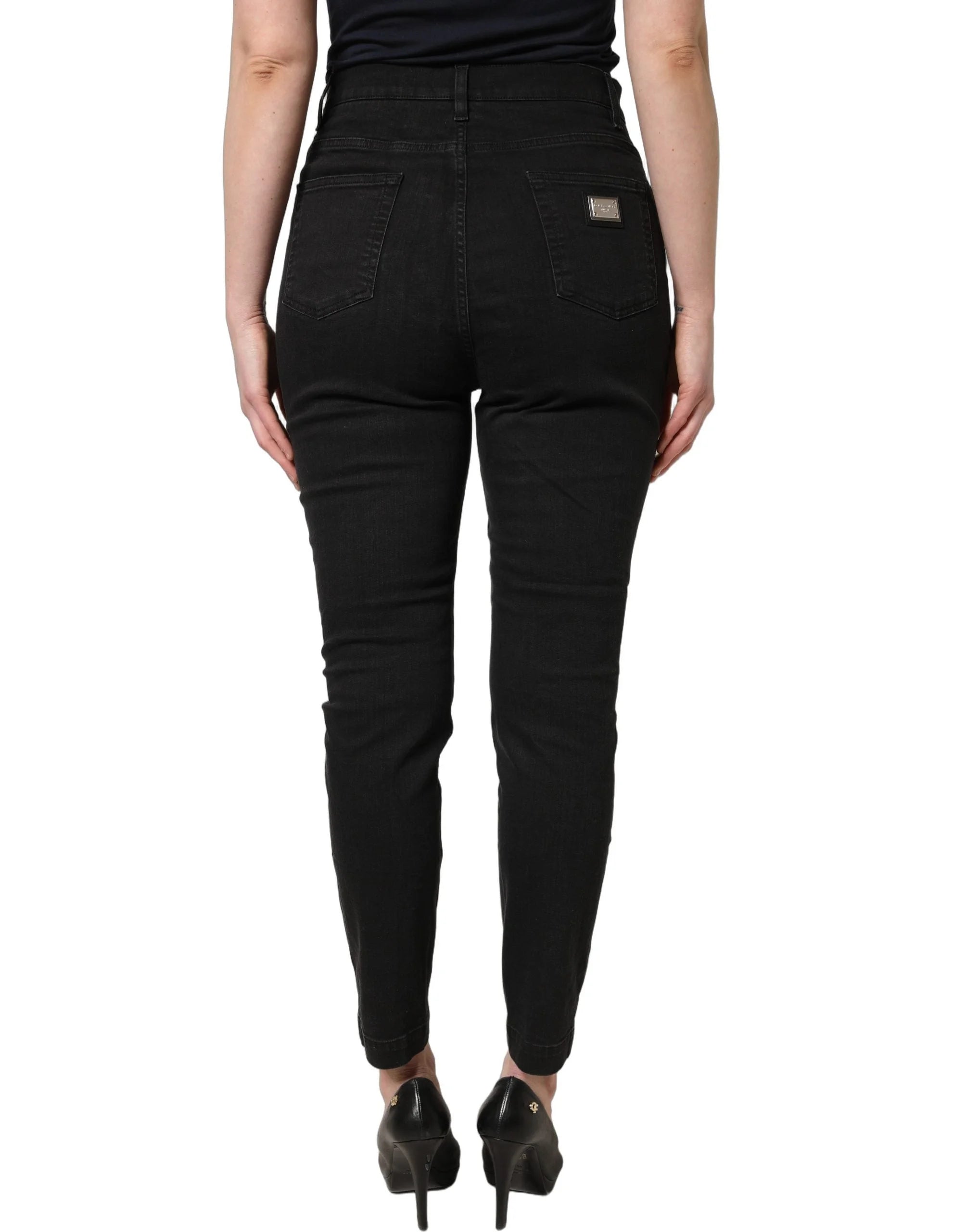 Dolce & Gabbana Black Skinny Cotton High Waist Denim Jeans - IT48|XXL