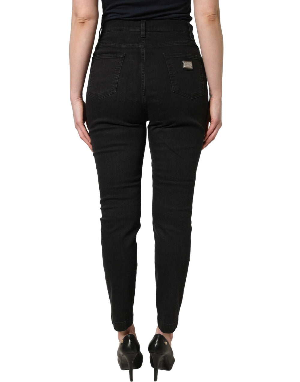 Dolce & Gabbana Black Skinny Cotton High Waist Denim Jeans - IT48|XXL