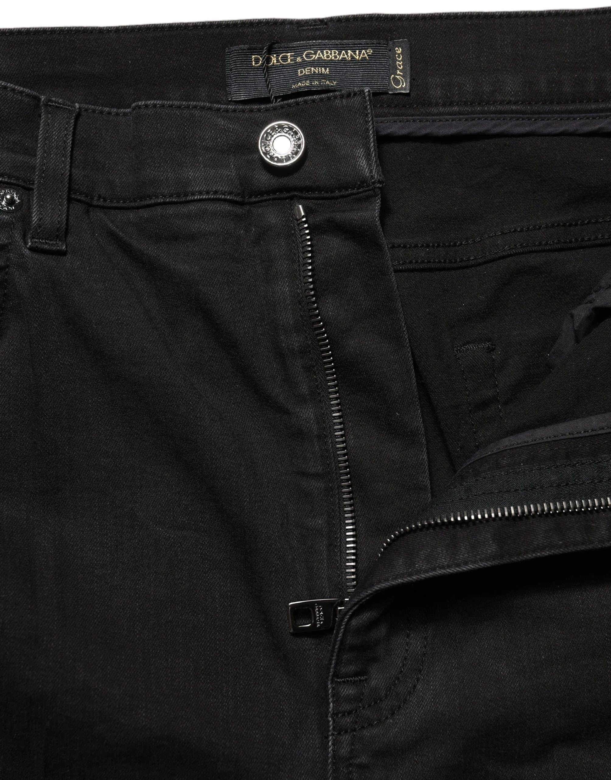 Dolce & Gabbana Black Skinny Cotton High Waist Denim Jeans - IT48|XXL