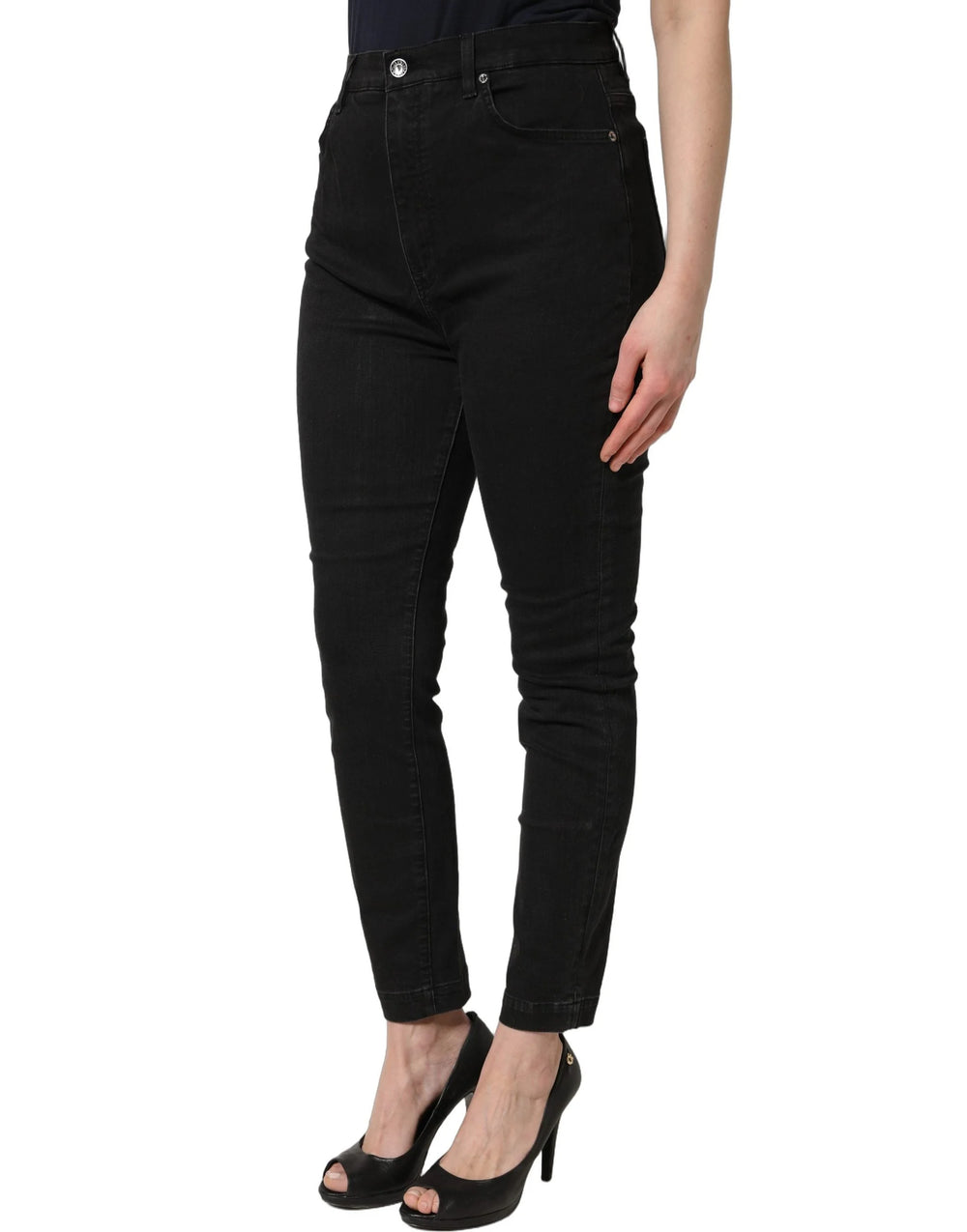 Dolce & Gabbana Black Skinny Cotton High Waist Denim Jeans - IT48|XXL