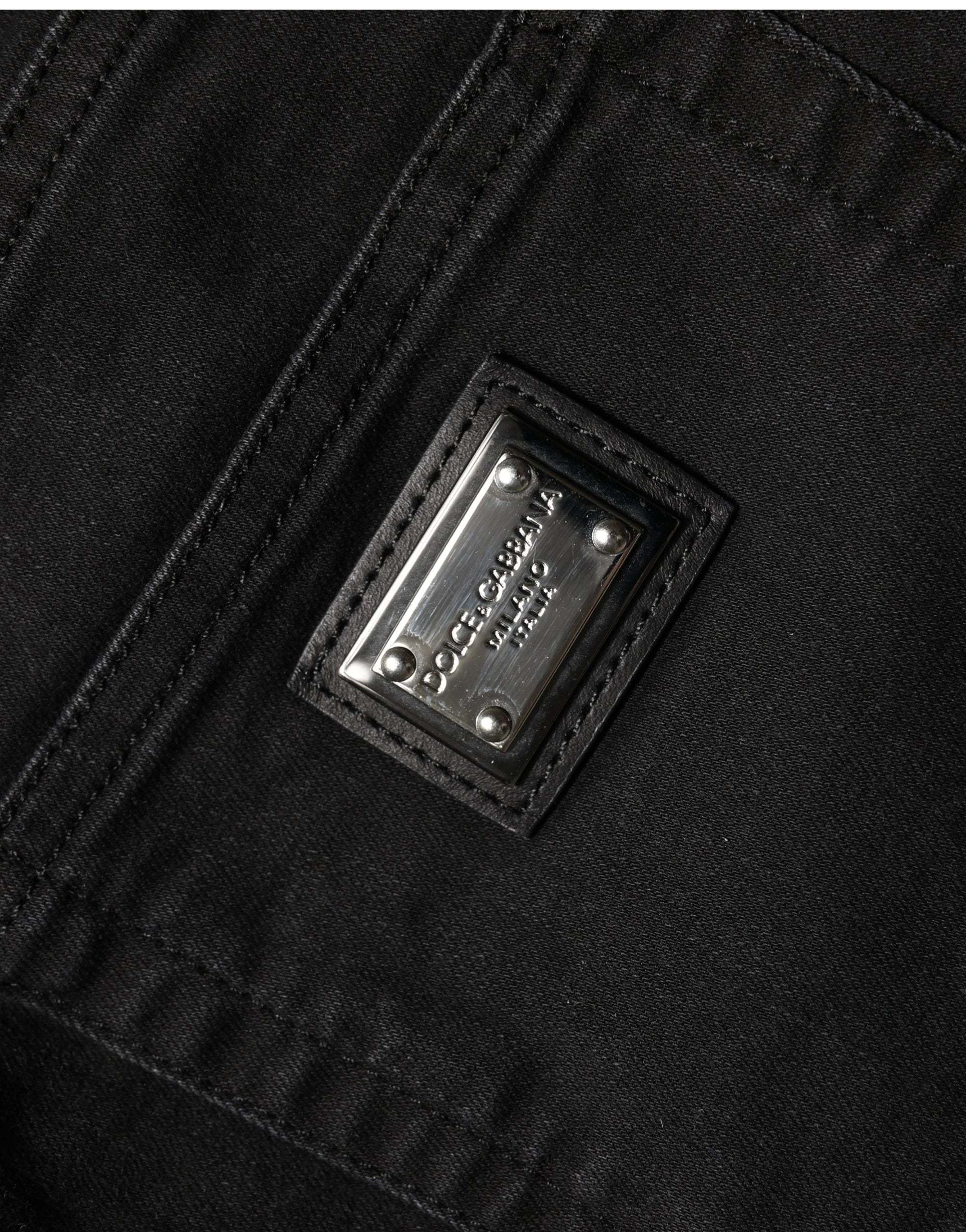 Dolce & Gabbana Black Skinny Cotton High Waist Denim Jeans - IT48|XXL