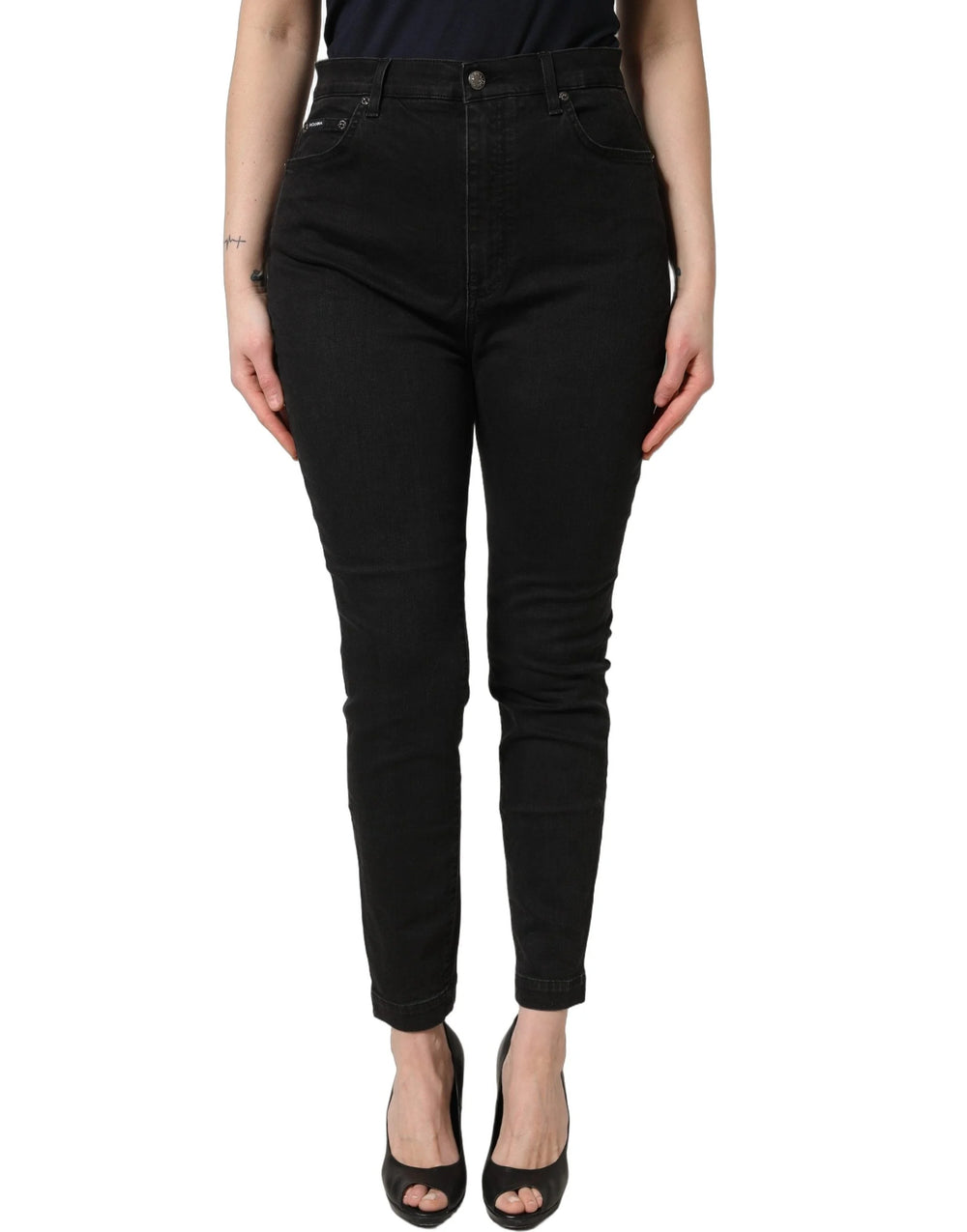 Dolce & Gabbana Black Skinny Cotton High Waist Denim Jeans - IT48|XXL