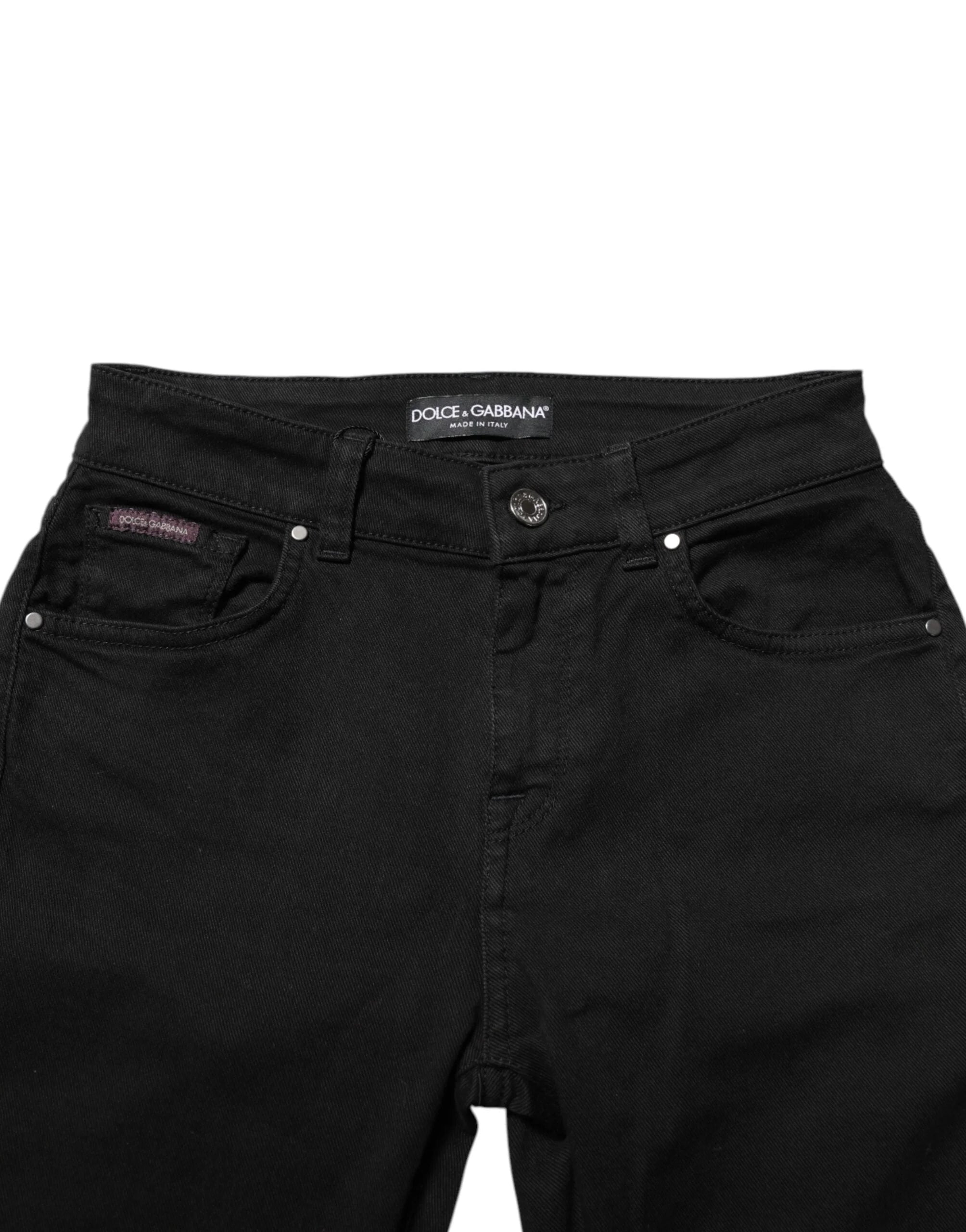 Dolce & Gabbana Black Skinny Cotton Mid Waisted Denim Jeans - IT38 | XS - Jeans