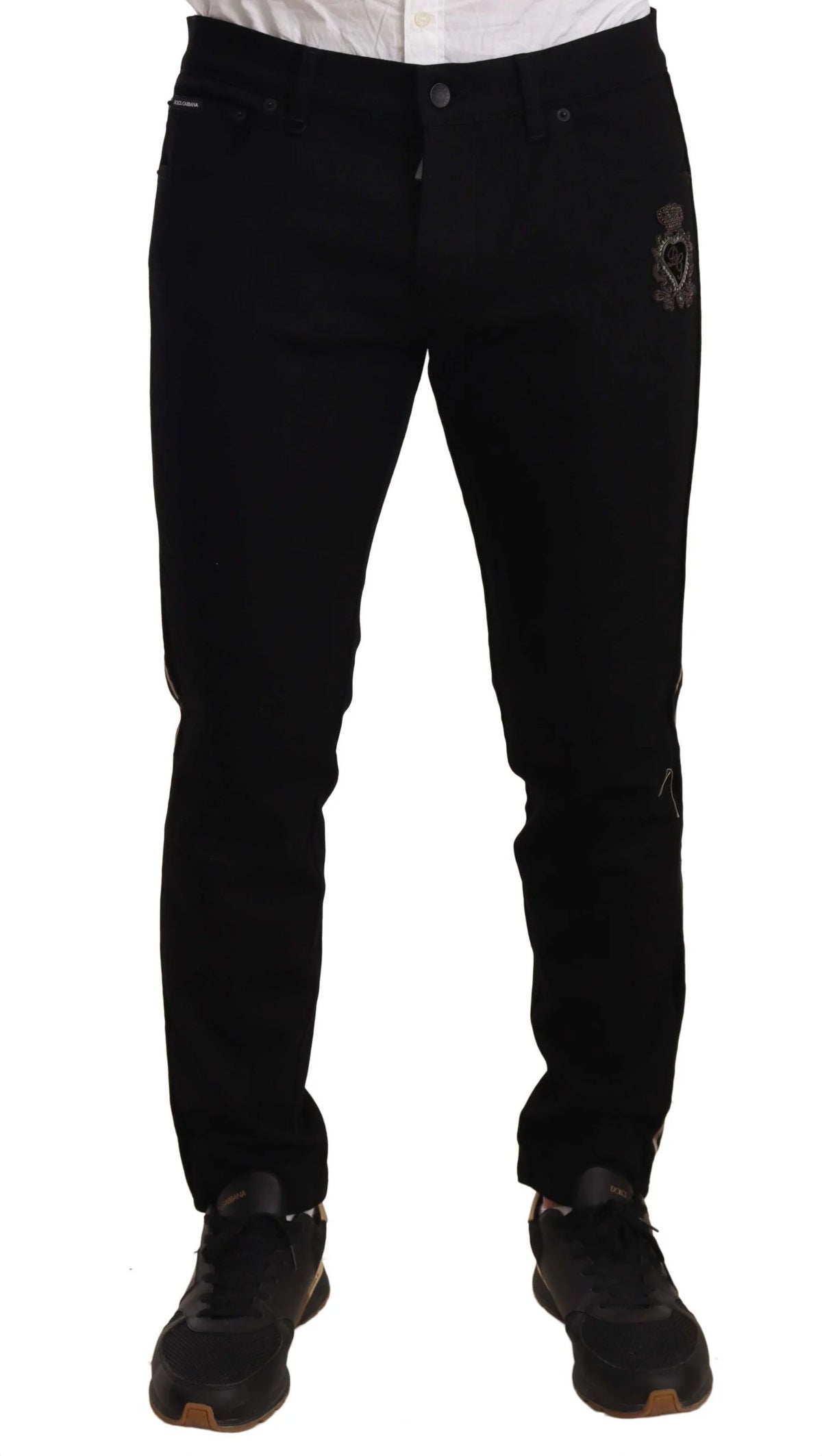 Dolce & Gabbana Black Skinny Fit Denim Side Band Jeans Pant - IT48 | M - Jeans