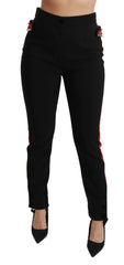 Dolce & Gabbana Black Skinny Stretch Fox Head Cotton Pants - Jeans