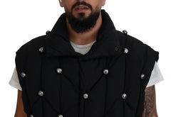 Dolce & Gabbana Black Sleeveless DG Metal Embellishment Jacket - Vests