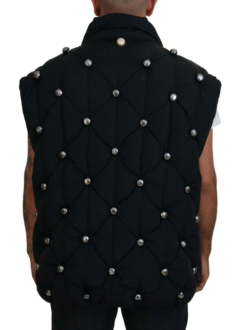Dolce & Gabbana Black Sleeveless DG Metal Embellishment Jacket - Vests