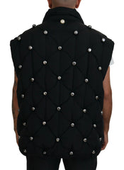Dolce & Gabbana Black Sleeveless DG Metal Embellishment Jacket - Vests