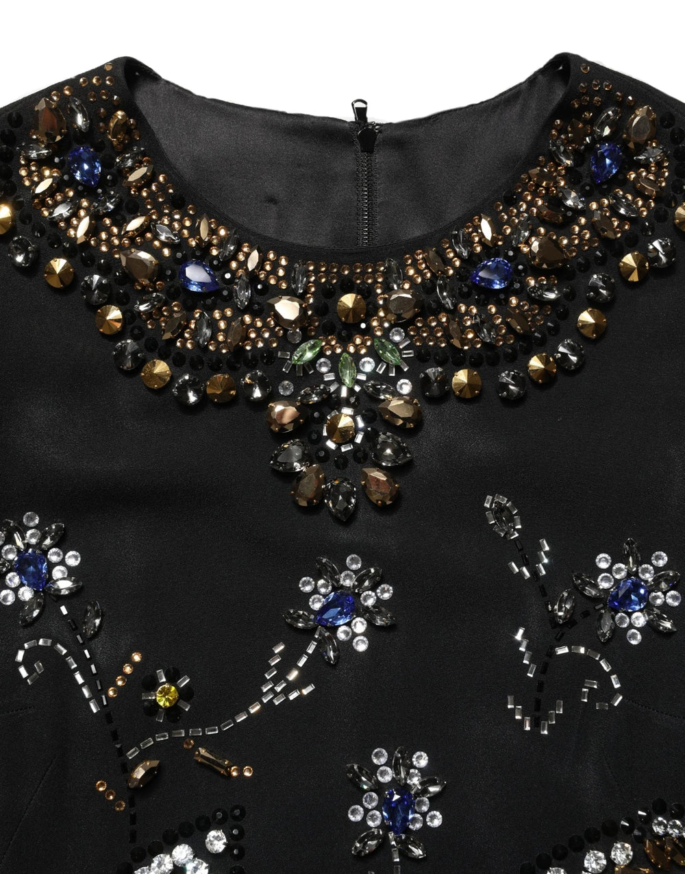 Dolce & Gabbana Black Sleeveless Floral Bead Embellishments Dress - IT38 | XS