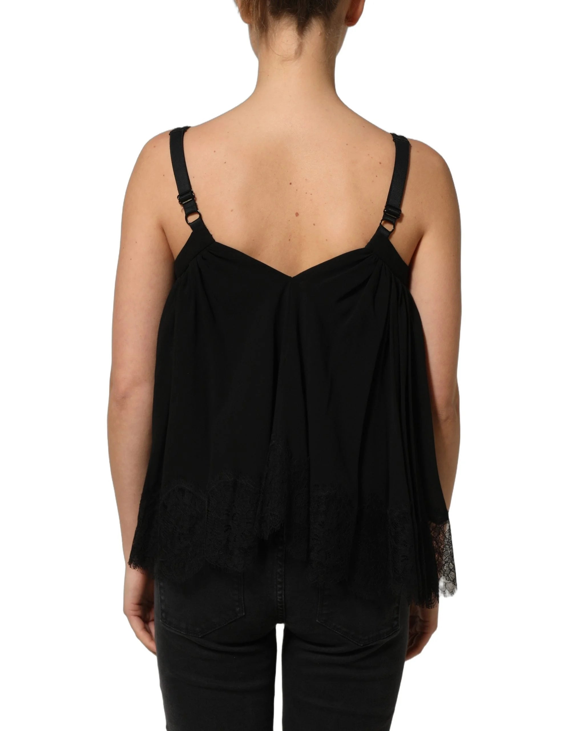 Dolce & Gabbana Black Sleeveless Floral Lace Tank Blouse Top - IT40|S