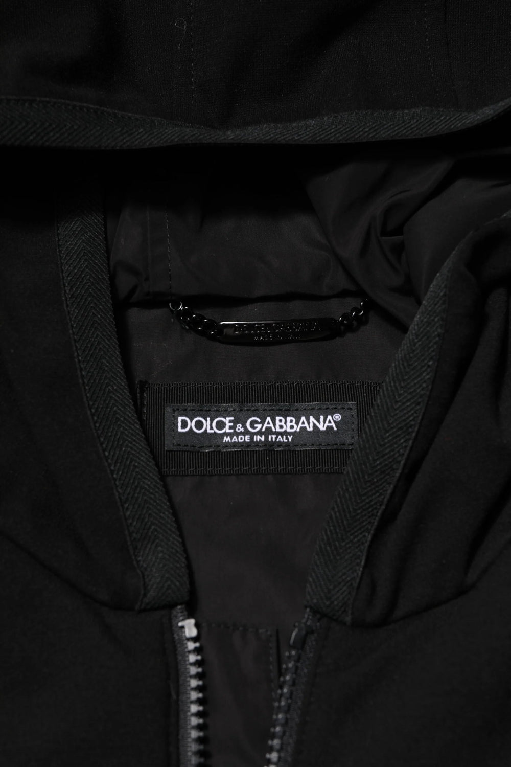 Dolce & Gabbana Black Sleeveless Hooded Logo Plaque Jacket - Vests