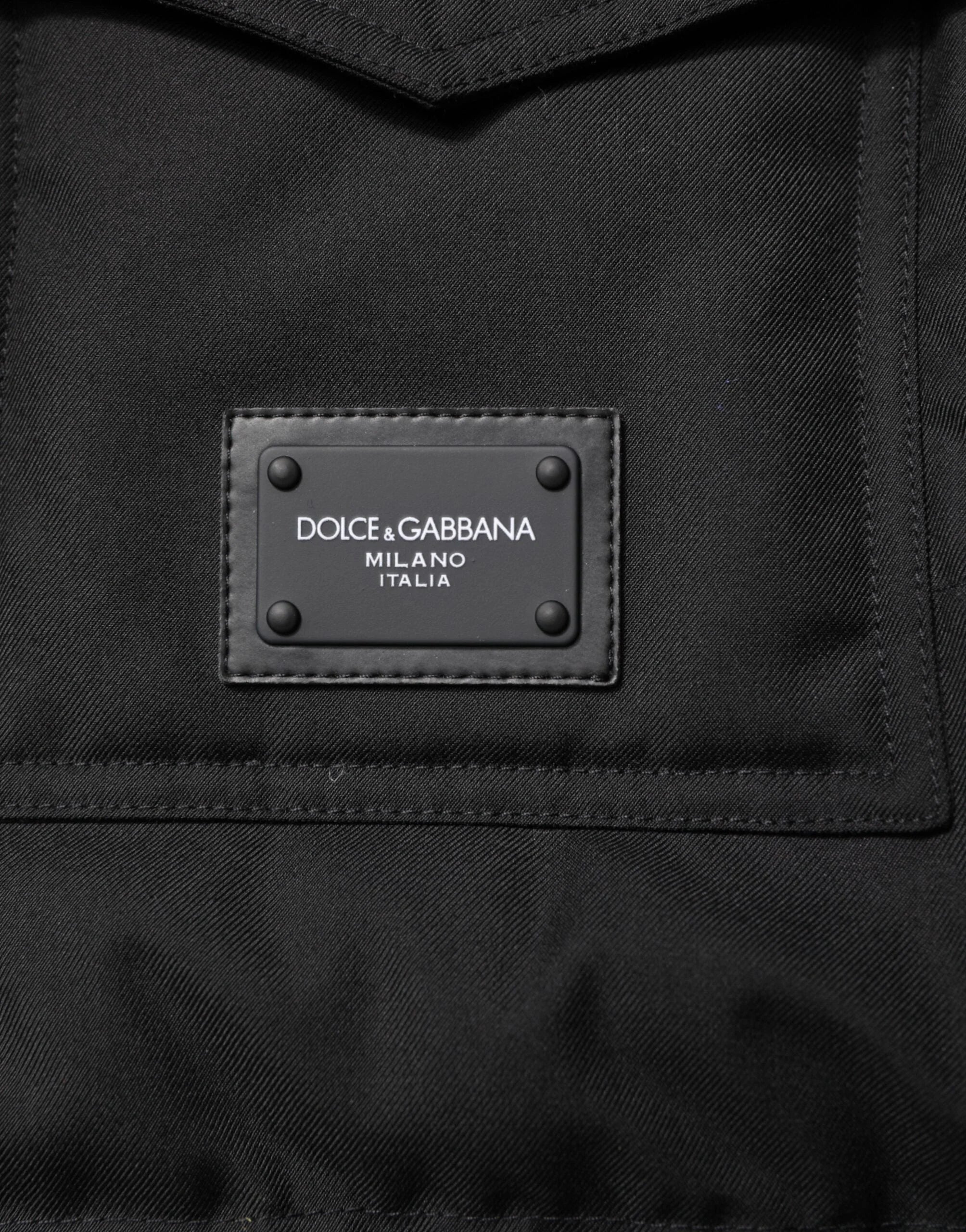 Dolce & Gabbana Black Sleeveless Parka Logo Plaque Jacket - IT48 | M - Parkas