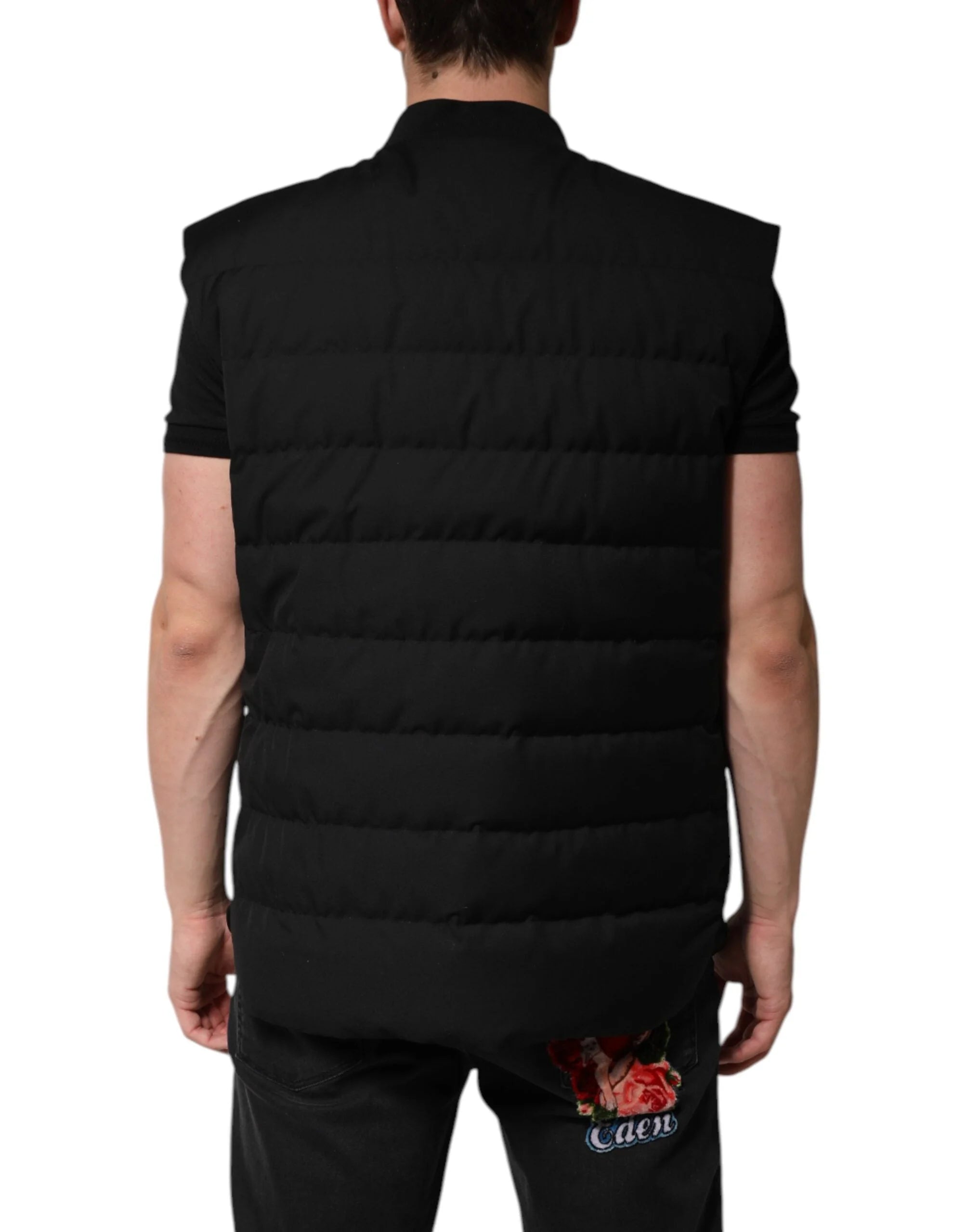 Dolce & Gabbana Black Sleeveless Parka Logo Plaque Jacket - IT48 | M - Parkas