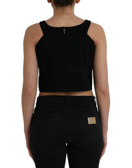 Dolce & Gabbana Black Sleeveless Round Neck Cropped Tank Top - IT40|S - Tank Tops