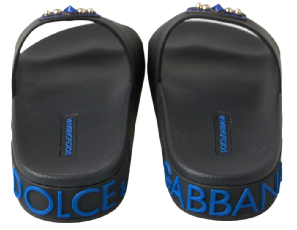 Dolce & Gabbana Black Slides Sandals Beach Saint Barth Shoes - Sandals