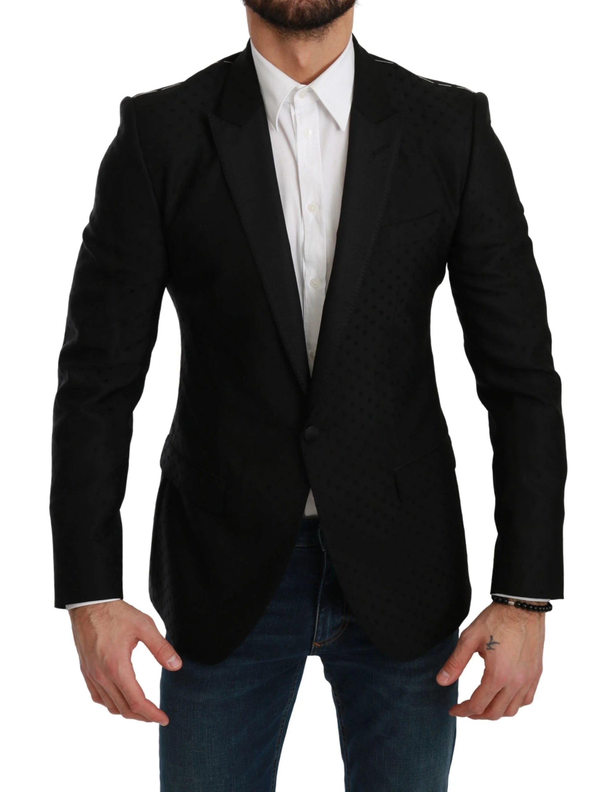 Dolce & Gabbana Black Slim Fit Coat Jacket MARTINI Blazer - IT46 | S - Sport Jackets