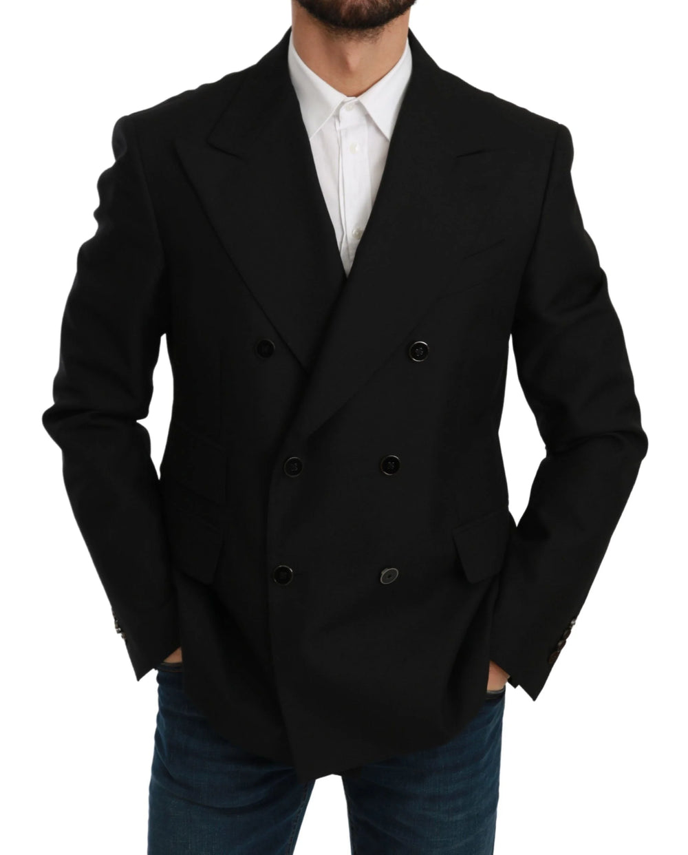 Dolce & Gabbana Black Slim Fit Jacket Coat Wool Blazer - IT54 | XL - Sport Jackets