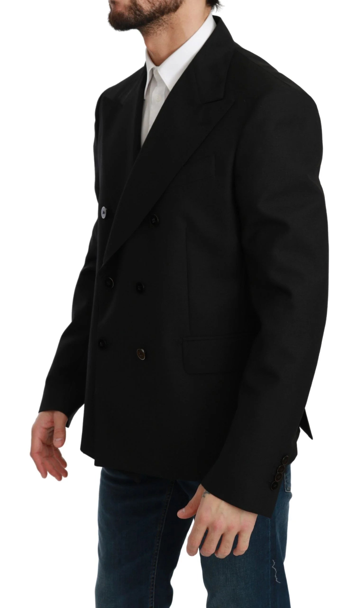 Dolce & Gabbana Black Slim Fit Jacket Coat Wool Blazer - IT54 | XL - Sport Jackets