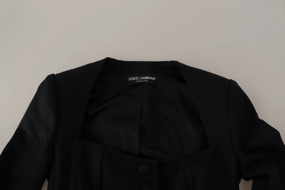 Dolce & Gabbana Black Slim Fit Long Sleeves Snap Jacket - IT38|XS - Coats & Jackets