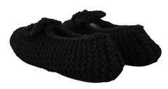 Dolce & Gabbana Black Slip On Ballerina Flats Wool Knit Shoes - EU41/US10.5 - Flats
