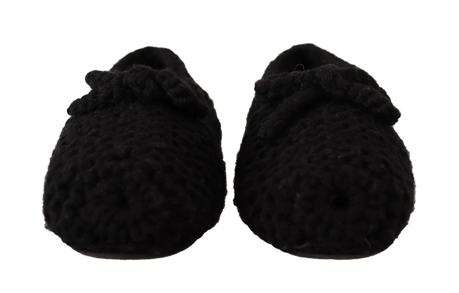 Dolce & Gabbana Black Slip On Ballerina Flats Wool Knit Shoes - EU41/US10.5 - Flats