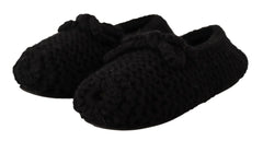 Dolce & Gabbana Black Slip On Ballerina Flats Wool Knit Shoes - EU41/US10.5 - Flats