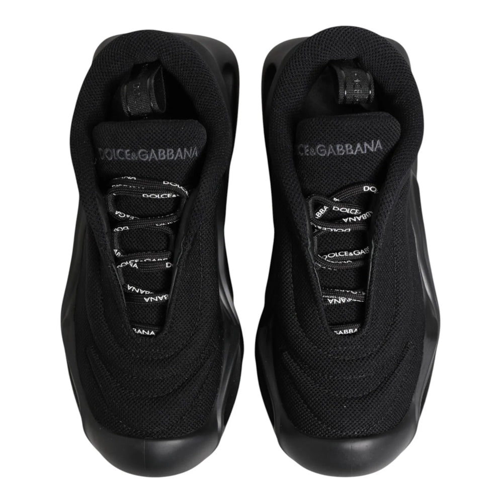 Dolce & Gabbana Čierne šmýkľové tenisky s vlnou Wave