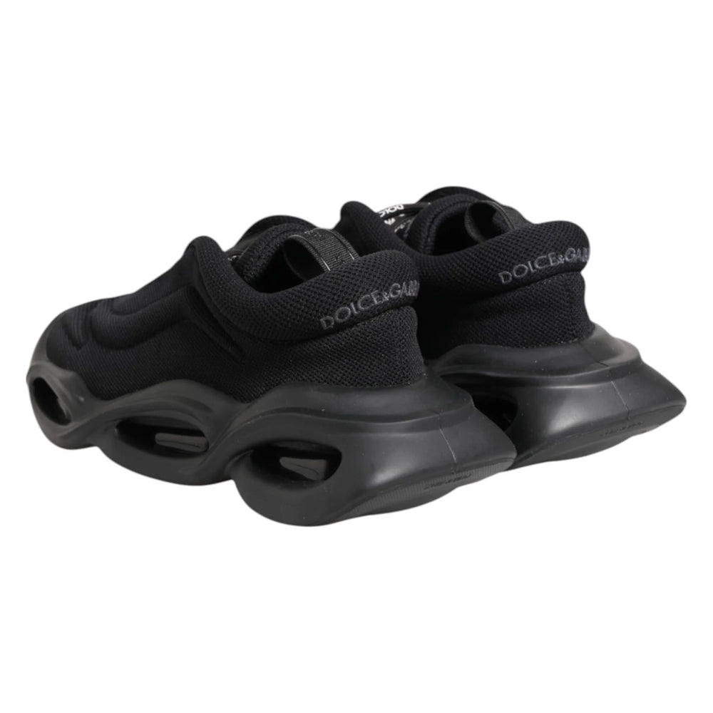 Dolce & Gabbana Black Slip On Low Top Wave Sneakers Shoes
