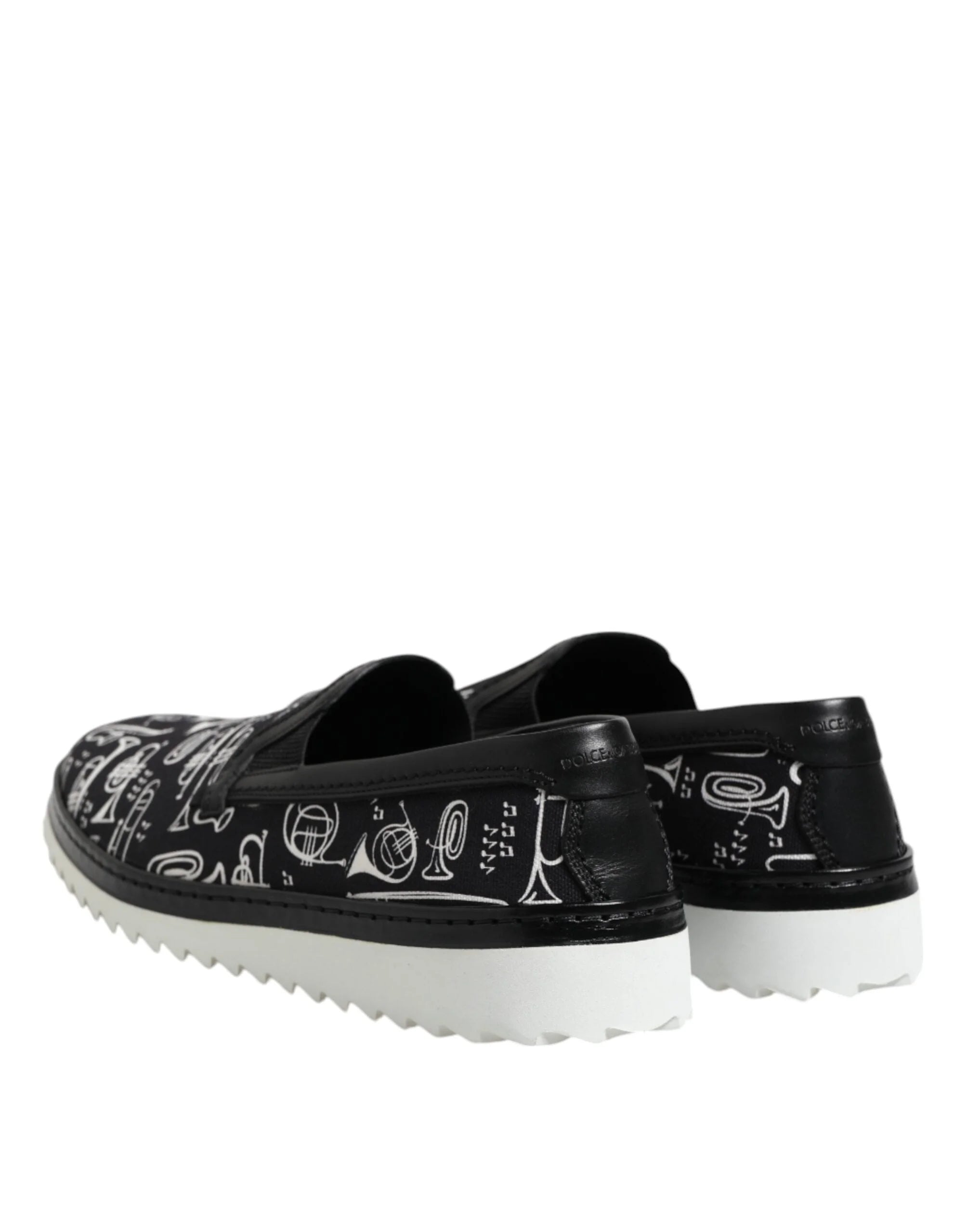 Dolce & Gabbana Black Slip On Printed Men Loafers Shoes - EU42.5/US9.5 - Flats