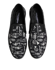 Dolce & Gabbana Black Slip On Printed Men Loafers Shoes - EU42.5/US9.5 - Flats