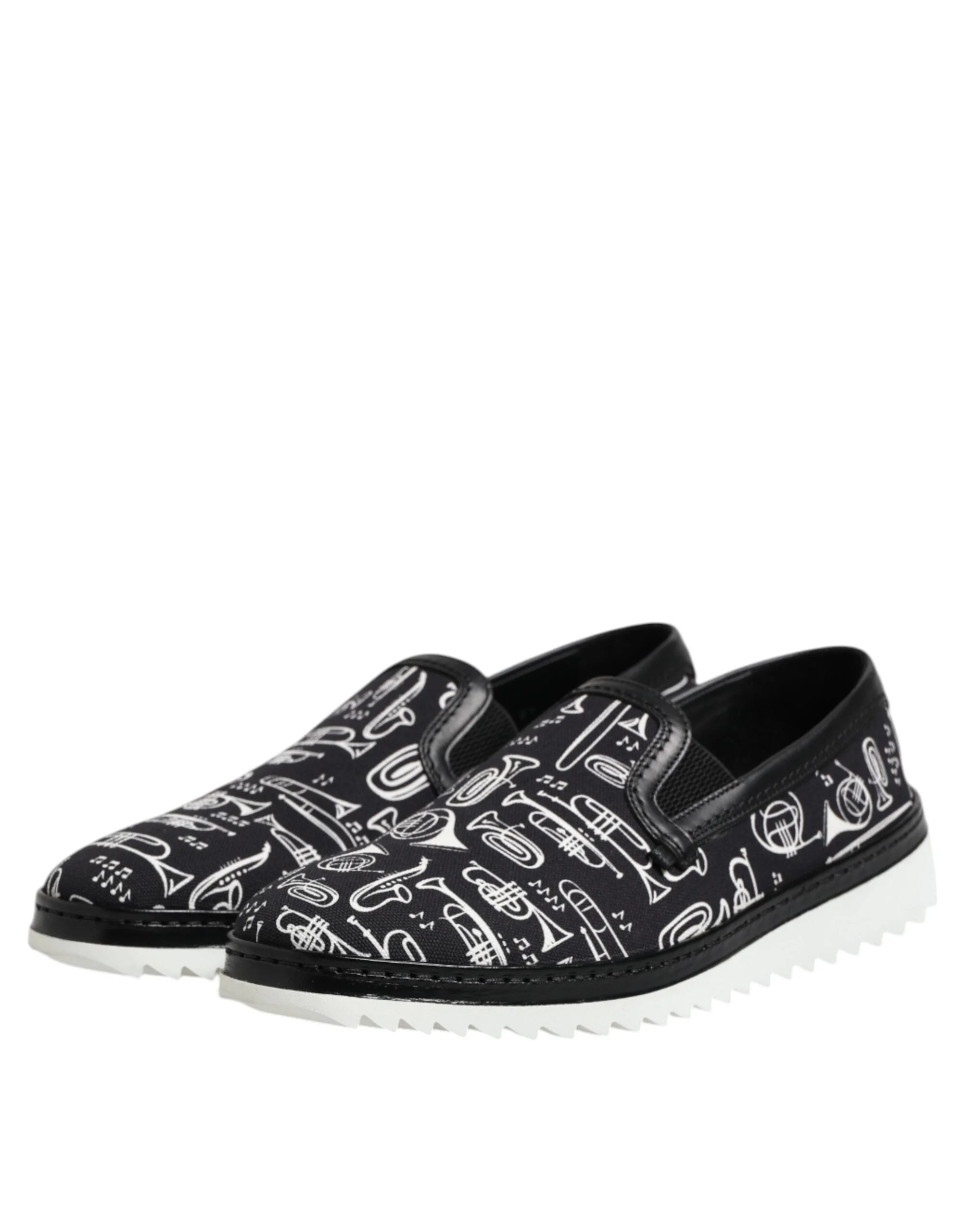 Dolce & Gabbana Black Slip On Printed Men Loafers Shoes - EU42.5/US9.5 - Flats
