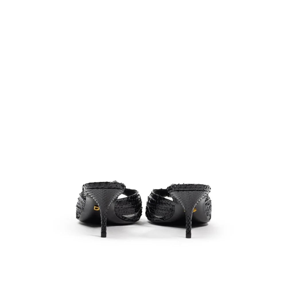 Dolce & Gabbana Black Snake Skin Sandal - EU37.5/US7.5