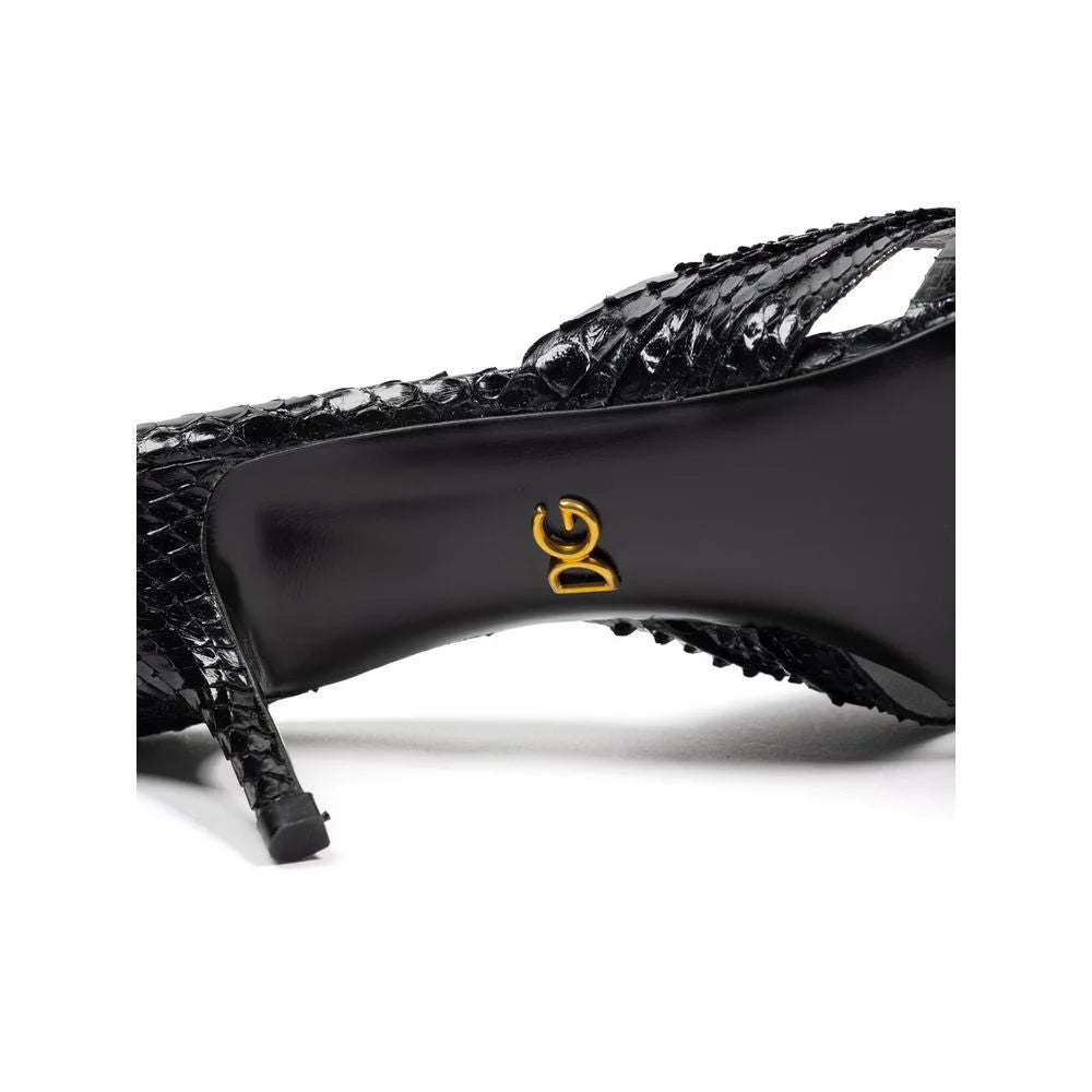 Dolce & Gabbana Black Snake Skin Sandal - EU37.5/US7.5