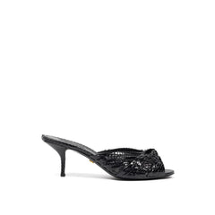 Dolce & Gabbana Black Snake Skin Sandal - EU37.5/US7.5
