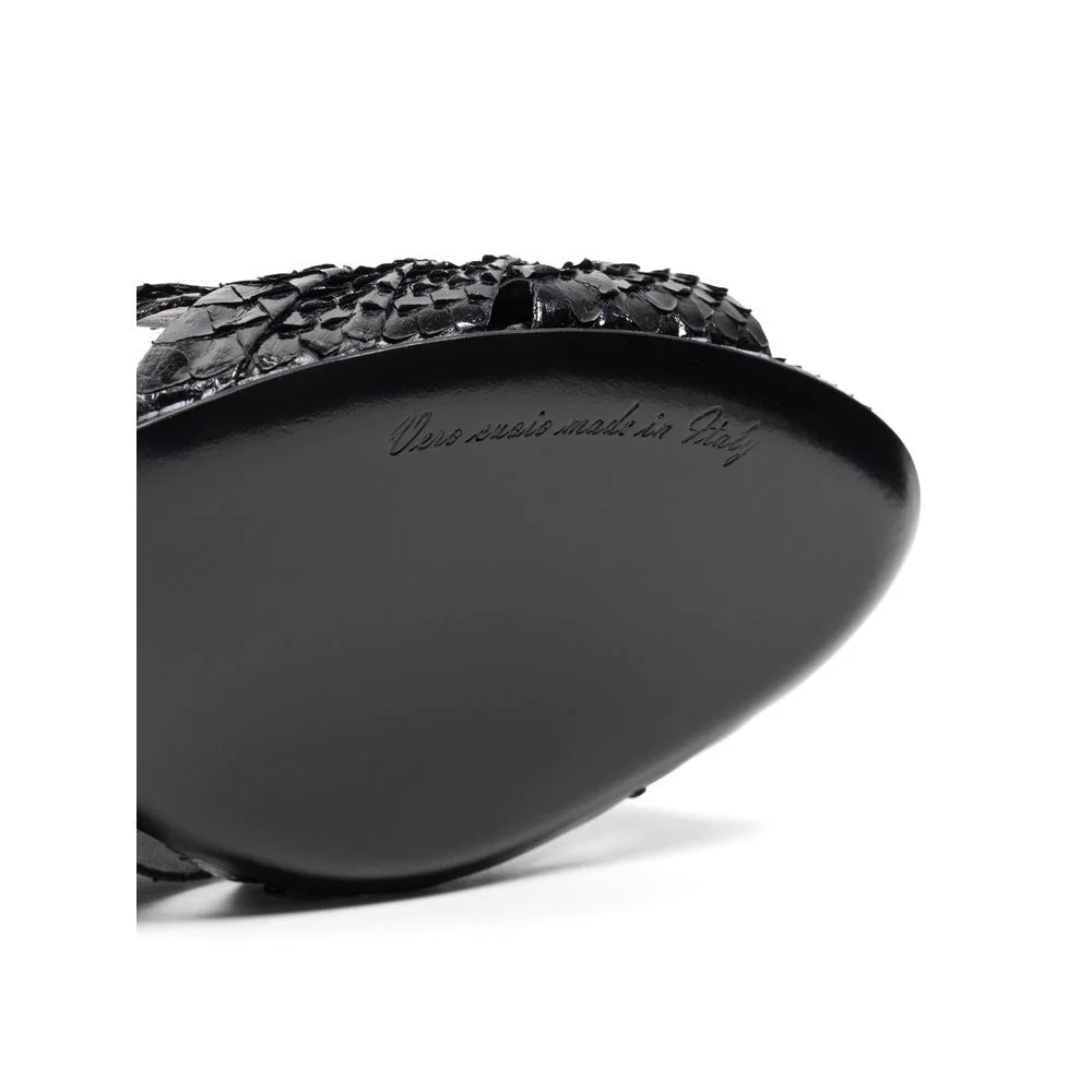 Dolce & Gabbana Black Snake Skin Sandal - EU37.5/US7.5