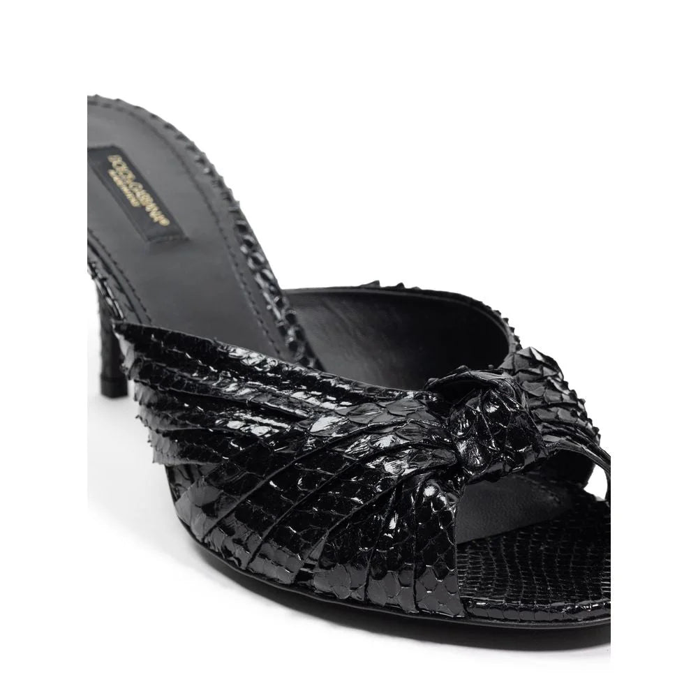 Dolce & Gabbana Black Snake Skin Sandal - EU37.5/US7.5