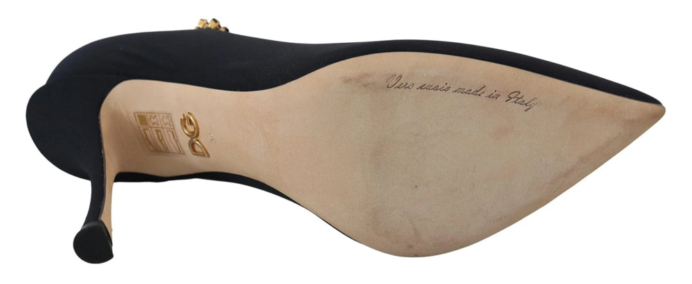 Dolce & Gabbana Black Socks Stretch Crystal Pumps Shoes - Heels