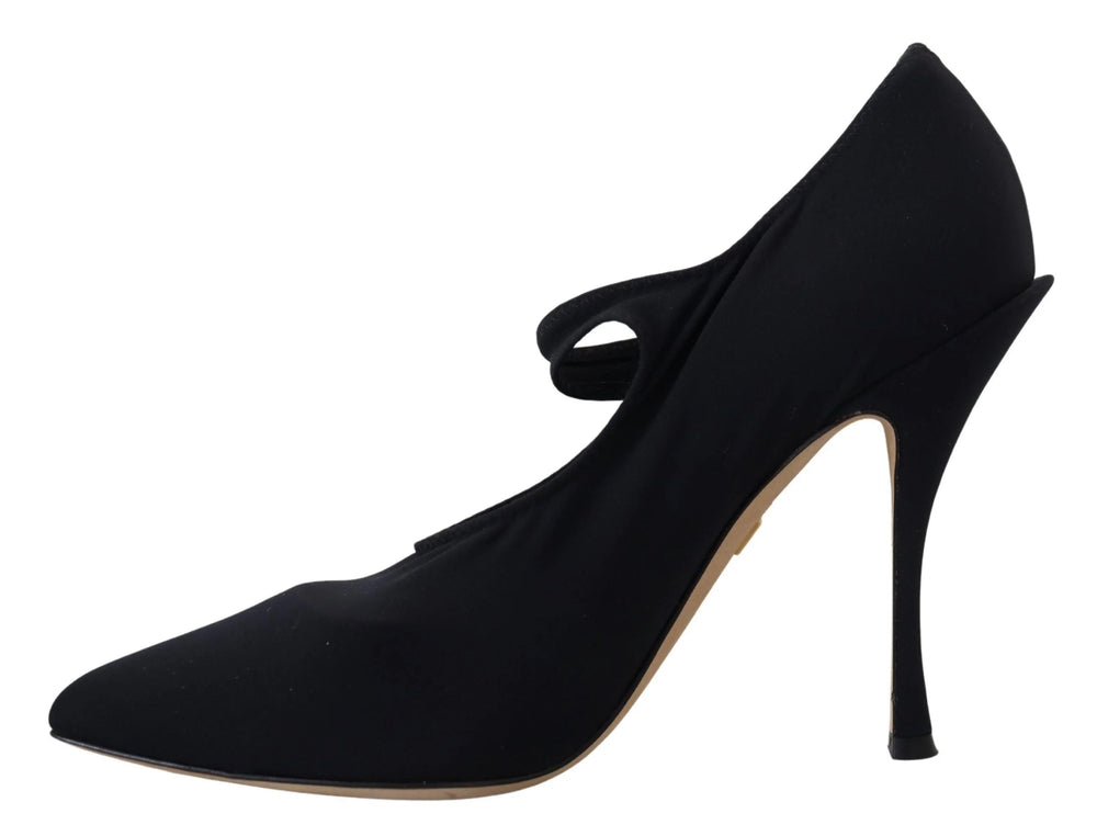 Dolce & Gabbana Black Socks Stretch Crystal Pumps Shoes - Heels