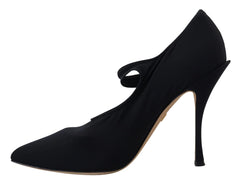 Dolce & Gabbana Black Socks Stretch Crystal Pumps Shoes - Heels