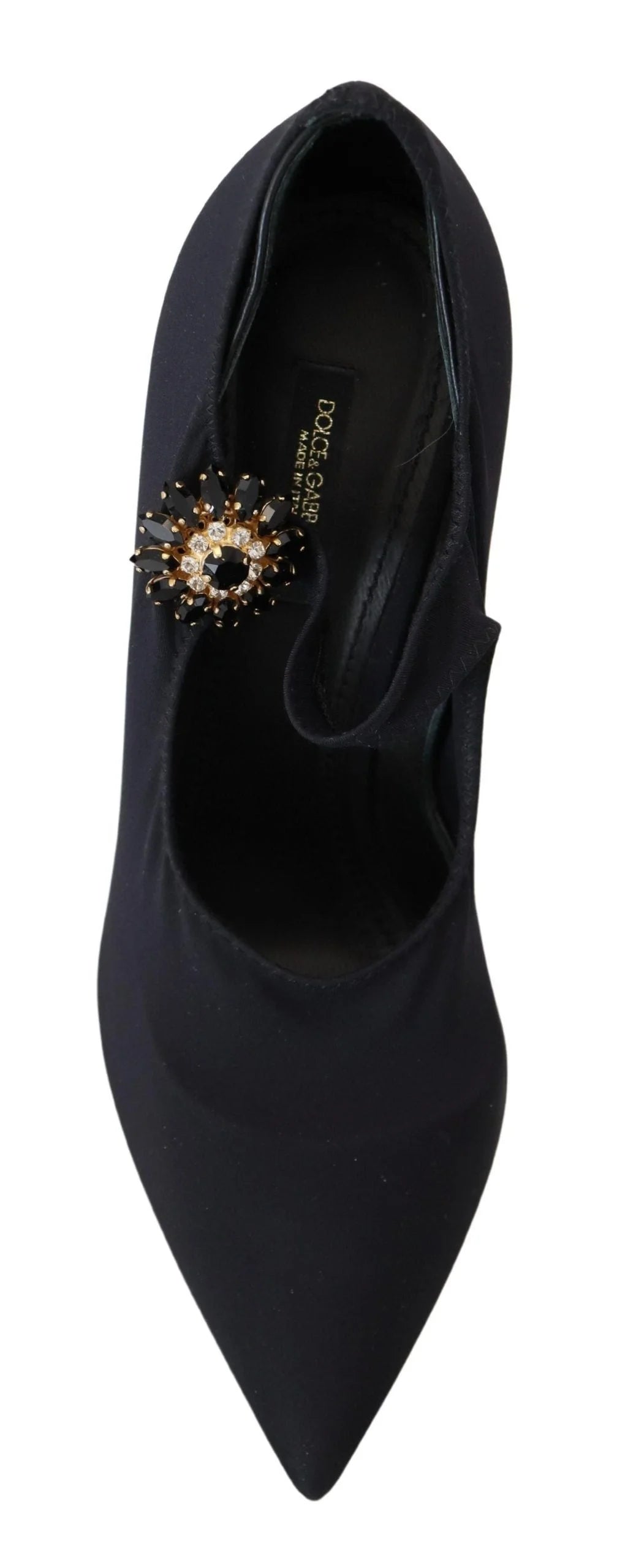 Dolce & Gabbana Black Socks Stretch Crystal Pumps Shoes - Heels