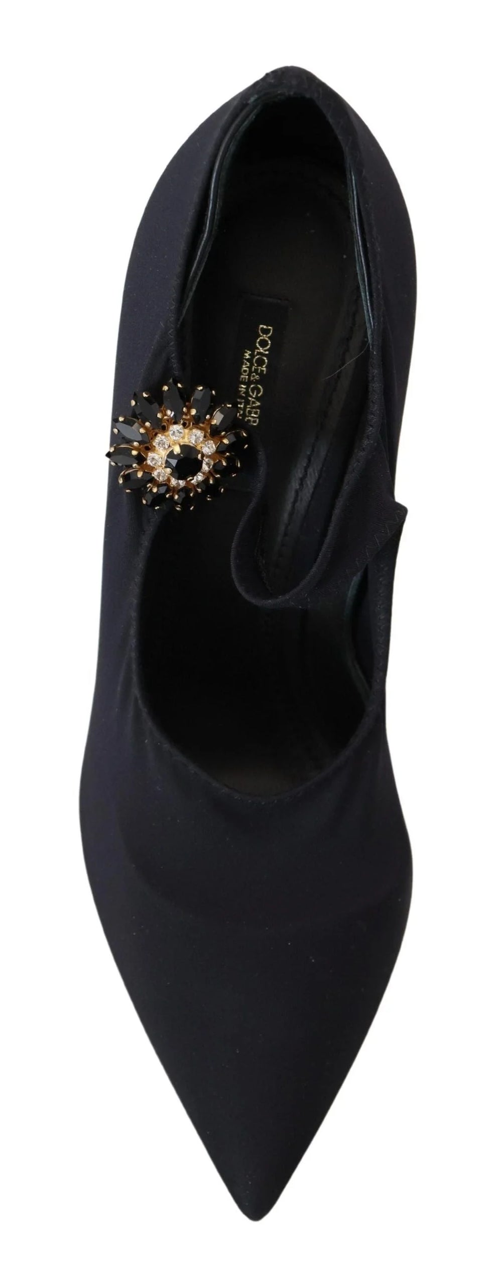 Dolce & Gabbana Black Socks Stretch Crystal Pumps Shoes - Heels