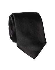 Dolce & Gabbana Black Solid 100% Silk Adjustable Men Tied Necktie Tie