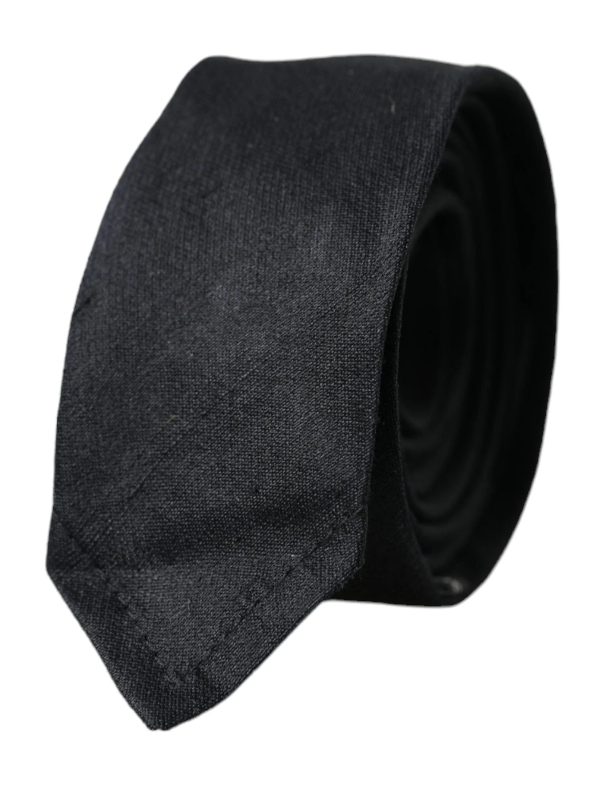 Dolce & Gabbana Black Solid 100% Silk Adjustable Tie - Neckties