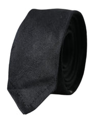 Dolce & Gabbana Black Solid 100% Silk Adjustable Tie - Neckties