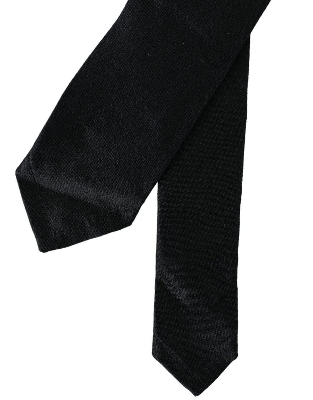 Dolce & Gabbana Black Solid 100% Silk Adjustable Tie - Neckties
