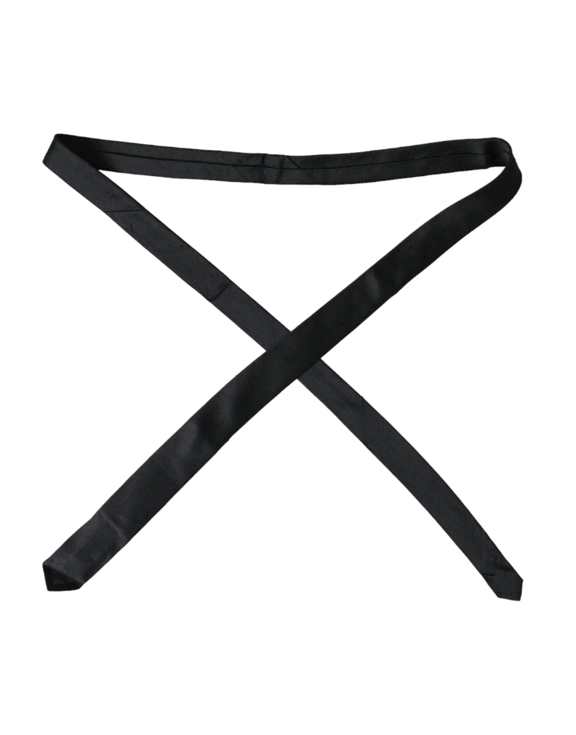 Dolce & Gabbana Black Solid 100% Silk Adjustable Tie - Neckties